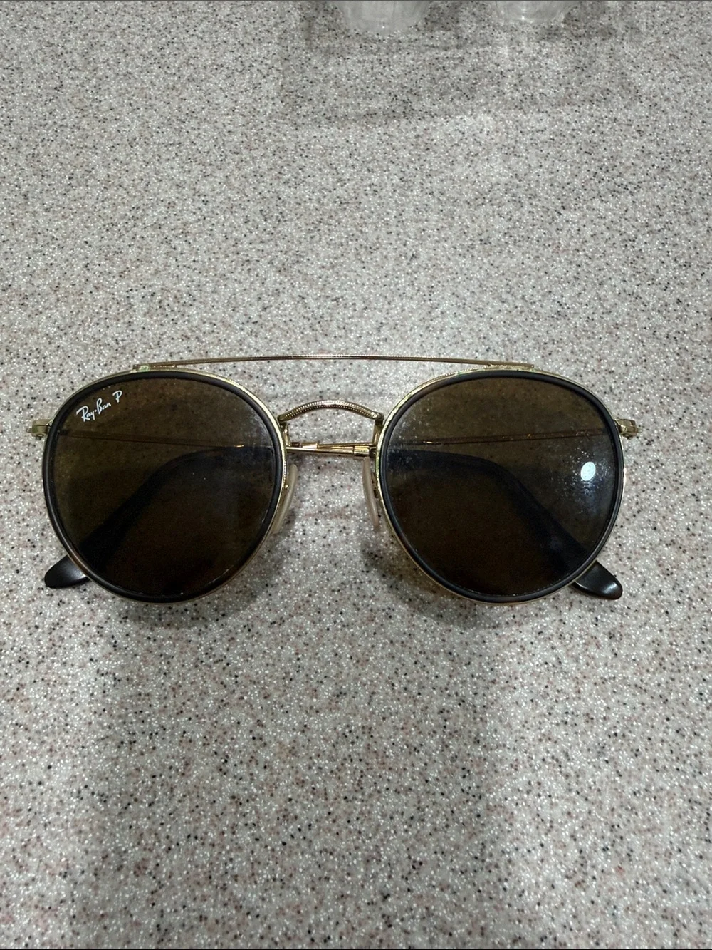 Ray-Ban Gold Frame Sunglasses with Brown Lenses